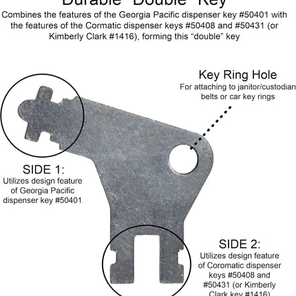 Paper Towel Dispenser Key for Georgia Pacific Commercial Machines - Also Fits GP Toilet Paper and Soap Dispensers, 3-pk