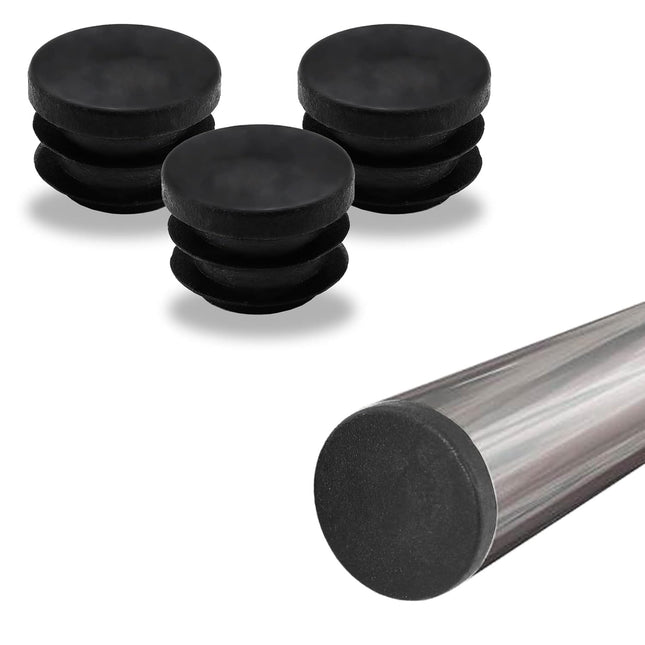 Biaungdo 12 Pcs 3/4 inch Round Plastic Hole Plug Black Tubing End Cap Table Chair Legs Tubing Glide End