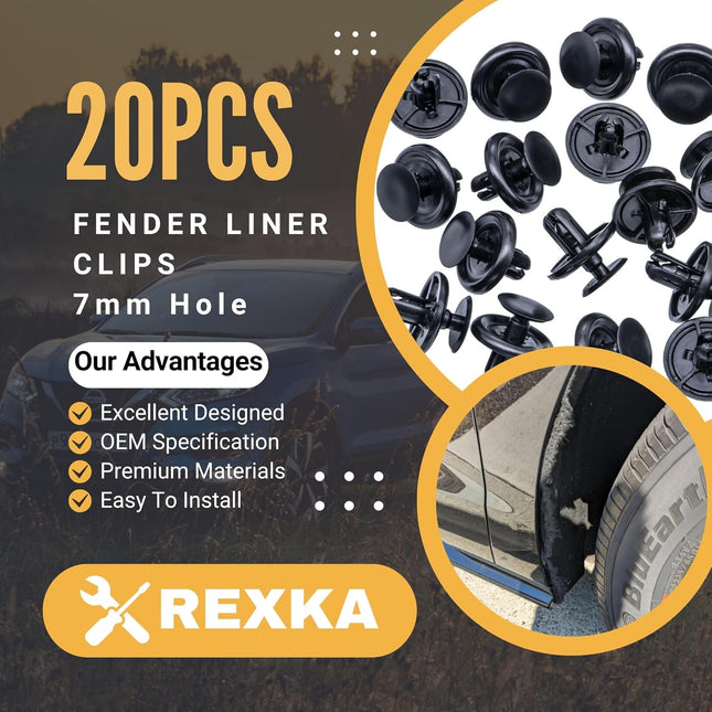 Rexka 20pcs Engine Splash Shield Fender Liner Trunk Lid Trim Under Cover Push-in Style Retainer – product detail