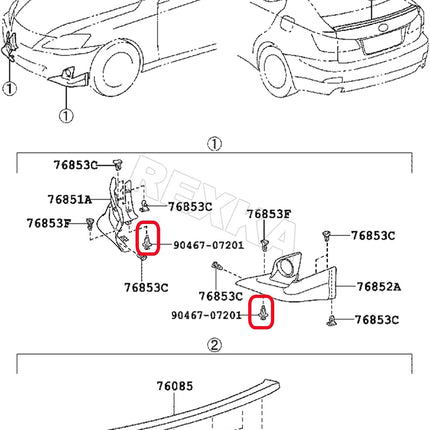 Rexka 20pcs Engine Splash Shield Fender Liner Trunk Lid Trim Under Cover Push-in Style Retainer Clip 90467-07201 for Toyota Lexus 4Runner Avalon Camry Corolla Highlander Matrix RAV4 Sequoia Tundra