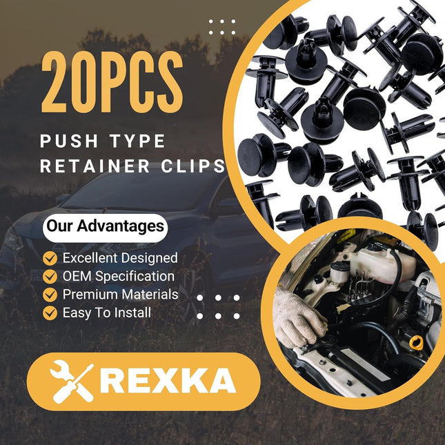 Rexka 20pcs Fender Liner Push-Type Retainer Clip Fastener Compatible with Hyundai Kia 86595-2T500 – product detail