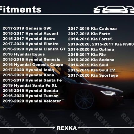 Rexka 20pcs Fender Liner Push-Type Retainer Clip Fastener Compatible with Hyundai Kia 86595-2T500 Accent,Azera,Elantra,Equus,Genesis, Ioniq, Kona,Santa Fe,Sonata,Tucson,Veloster,Optima,Sedona