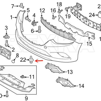 Rexka 10pcs Fender Liner Splash Shield Bumper Cover Clip Fastener Rivet for B45A-56-146A Mazda 3, 5, 6, CX-3, CX-5, CX-9 & MX-5 Miata Toyota Scion 90118-WB048
