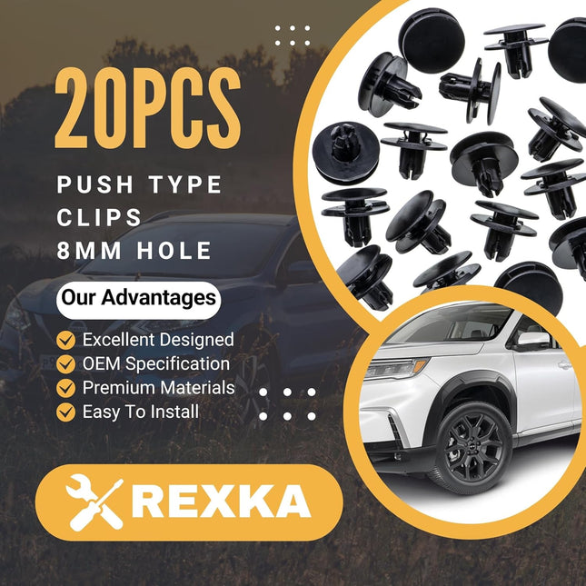 Rexka 20pcs Front Fender Liner Retainer Clip 91501-TR0-003 for Honda Acura Accord Civic Clarity Crosstour – product detail