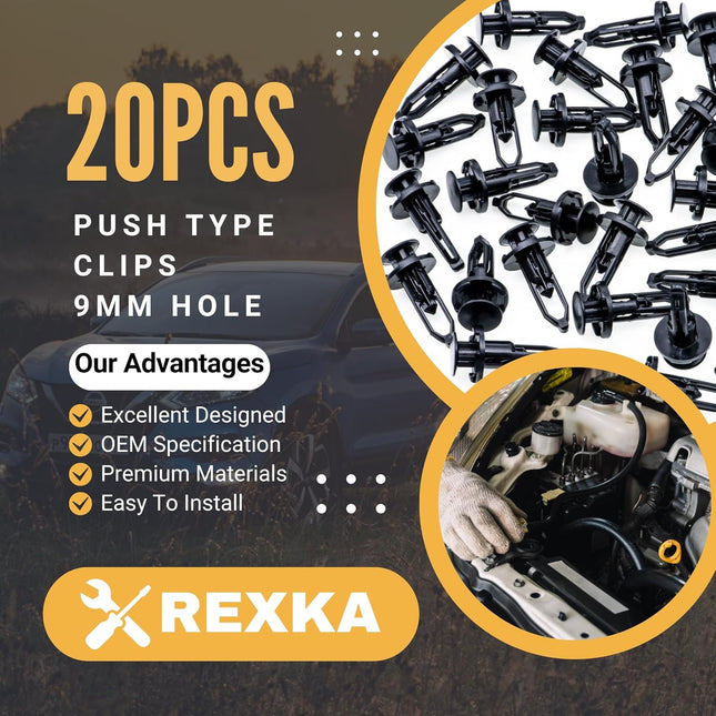 Rexka 20pcs Fender Liner Bumper Cover Grille Retainer Clips Compatible with Toyota Lexus 52161-16010 – product detail