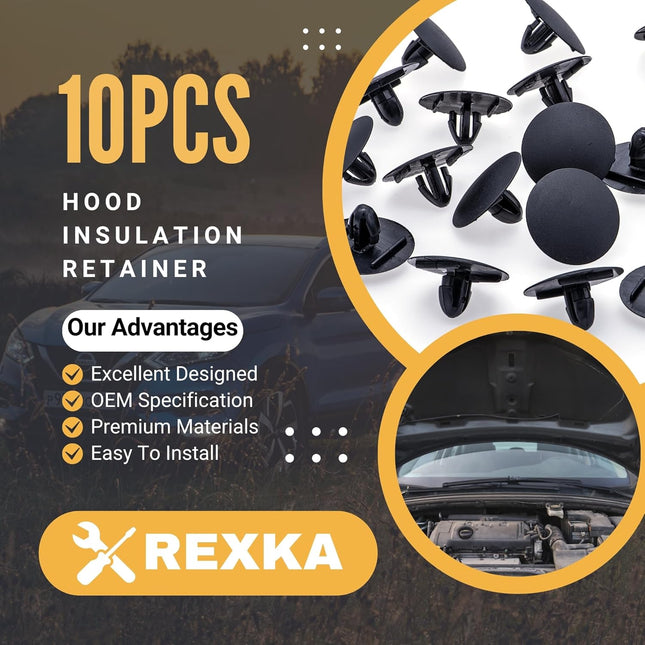 Rexka 10pcs Hood Insulation Retainer Clip Compatible with Toyota Lexus 90467-09050 90467-A0003 – product detail