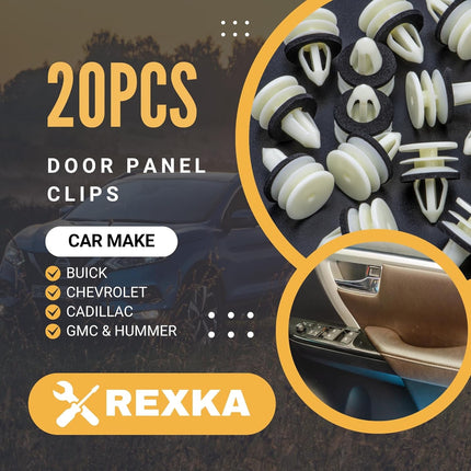Rexka 20pcs Door Trim Panel Retainer Clip 11519031 Compatible with GM Chevrolet Hummer H2 Equinox Camaro GMC Terrain Cadillac ATS CTS SRX Ford Edge Lincoln MKX