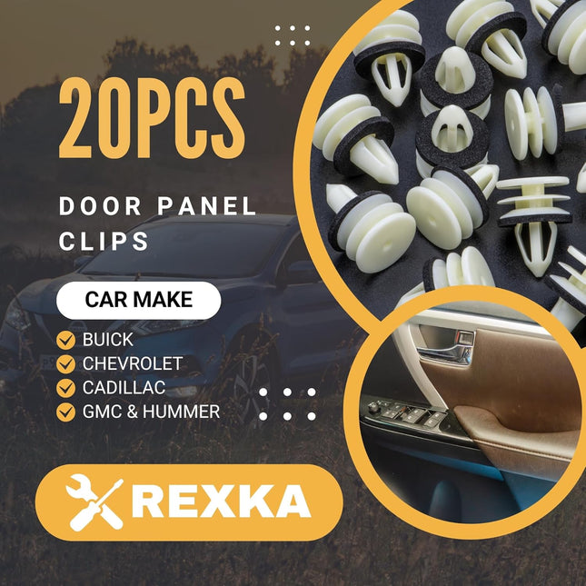Rexka 20pcs Door Trim Panel Retainer Clip 11519031 Compatible with GM Chevrolet Hummer H2 Equinox – product detail