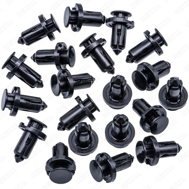 Rexka 20pcs Splash Shield Under Cover Mud Guard Wheelhouse Liner Bumper Cover Push Type Retainer in Black