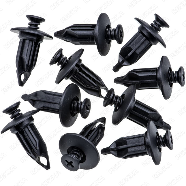 Rexka 10pcs Bumper Cover Retainer Clips 12mm Push Pin Compatible with Chrysler 6502625 07-18 in Black