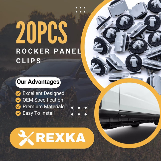 Rexka 20pcs Rocker Wheel Flare Moulding Clips Compatible with Jeep Grand Cherokee Compass – product detail