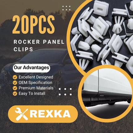 Rexka 20pcs Front Lower Fender Rocker Molding Retainer Clip Fastener 91504-SP1-003 for Honda Acura Accord Civic Clarity Fit HR-V Insight Odyssey Acura ILX Legend MDX RL RLX TL TLX ZDX.