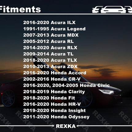 Rexka 20pcs Front Lower Fender Rocker Molding Retainer Clip Fastener 91504-SP1-003 for Honda Acura Accord Civic Clarity Fit HR-V Insight Odyssey Acura ILX Legend MDX RL RLX TL TLX ZDX.