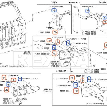 Rexka 10 Sets Fender Flare Clip Kit 75495-35010 75397-35010 Compatible with Toyota Tacoma RAV4 Highlander FJ Cruiser