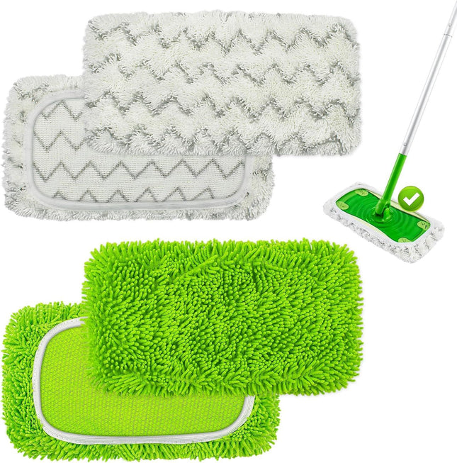 4 Pack Reusable Mop Pads Compatible with Swier Sweeper Mop Wet Pads Reill & Dry V1259-DP01-D-210