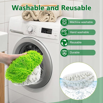 4 Pack Reusable Mop Pads Compatible with Swier Sweeper Mop,Wet Pads Reill & Dry Sweeping Cloths,Chenille & Microiber Reill Pads or Wood loor Cleaning,Washable Wet Mopping Cloths,Green & Gray