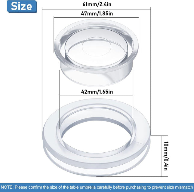 2 Inch Patio Table Umbrella Hole Ring with Cap Set Silicone Transparent Umbrella Thicker Hole Ring (Clear – product detail