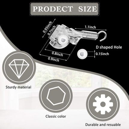 4 Pieces Blind Wand Tilter Control Wand or 1 Inch Mini Blind Head Rail Mechanism Replacement with D Shaped Gear Tilter Mechanism Hook Connection