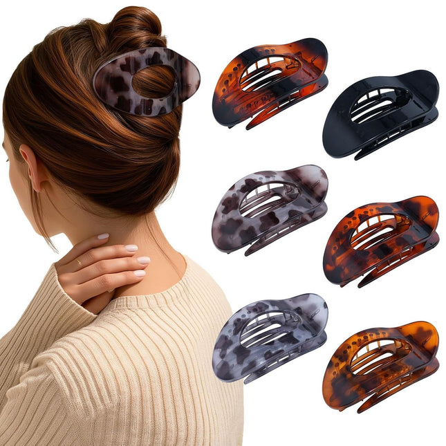lat Hair Clips or Women 4.33 Lay lat Claw Clip or Hair 6Pcs Round Large Hair Claw Clips (Glossy