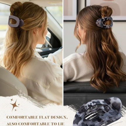 lat Hair Clips or Women 4.33" Lay lat Claw Clip or Hair 6Pcs Round Large Hair Claw Clips (Glossy - Leopard Series)