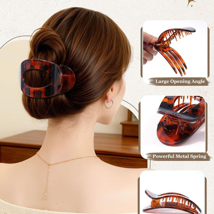 lat Hair Clips or Women 4.33" Lay lat Claw Clip or Hair 6Pcs Round Large Hair Claw Clips (Glossy - Leopard Series)