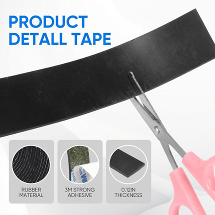 Rubber Strips, Solid Rubber Sheets Sel Adhesive Neoprene Rolls & Strips or DIY Gaskets Anti-Slip Pads Crats Pads Seal Strip Weather Striping (1” Wide x 1/8" Thick x 3.3' Long)