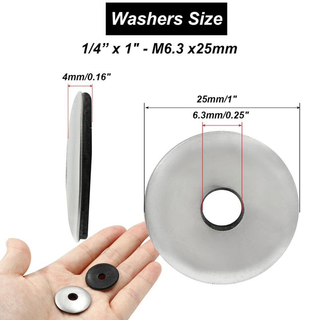 Biaungdo 60 Pcs 1/4 x 1 Neoprene Washers Stainless Steel Neoprene EPDM Bonded Sealing Washers Rubber – product detail