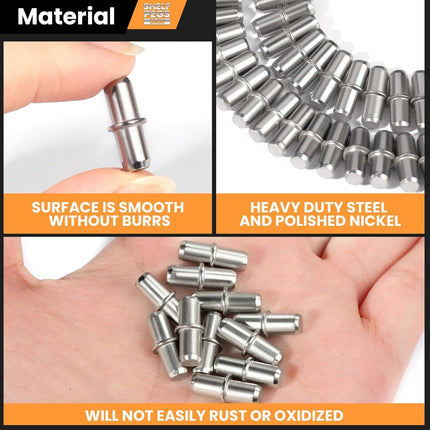 50 Pack Shel Pins, Metal Nickel Support Pegs Cabinet Support Pins or urniture Shelves Bracket