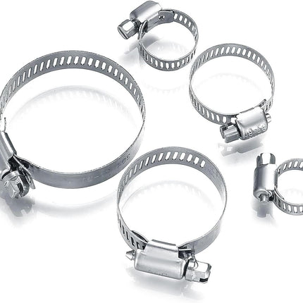 20Pcs Adjustable Stainless Steel Hose Clamps Assortment Kit, 1/4-2 in (6-51mm) Worm Gear Pipe, uel LineHeavy Duty or Plumbing, Washing Machine, Mechanical，Garden and Automotive Hose Connections
