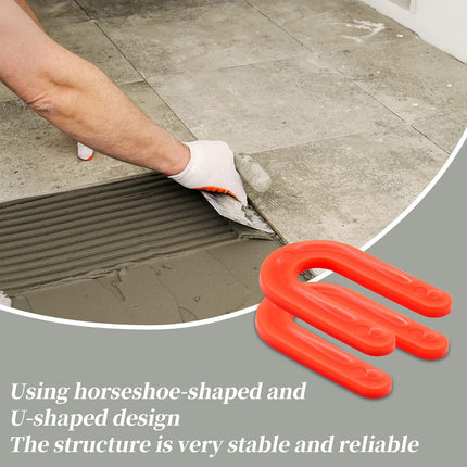 Biaungdo 50 Pcs Horseshoe Shim Tile Spacers, 1/8 Inch U Shape Tile Spacers Plastic Shims Structural Shims for Leveling, Red