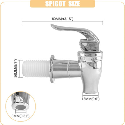 Biaungdo 2 Pcs Replacement Spigot for Beverage Dispenser, Silver Push Style Beverage Dispenser Carafe Spigot Water Dispenser Replacement Spout Faucet