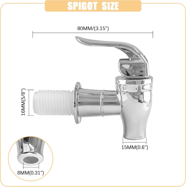 Biaungdo 2 Pcs Replacement Spigot for Beverage Dispenser Silver Push Style Beverage Dispenser Carafe – product detail