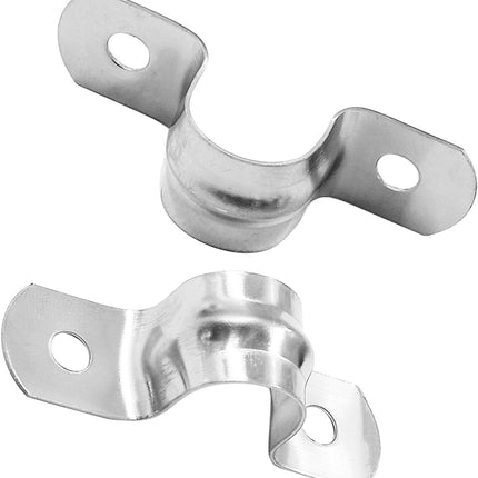 Biaungdo 30 Pcs M12 Rigid Pipe Strap, 1/2" Stainless Steel Two Hole Strap U Bracket Pipe Clamps Heavy Duty Conduit Clamps Tension Tube Clip Cable Clamp Hanger with 2 Holes for Pipe Cable(Silver)