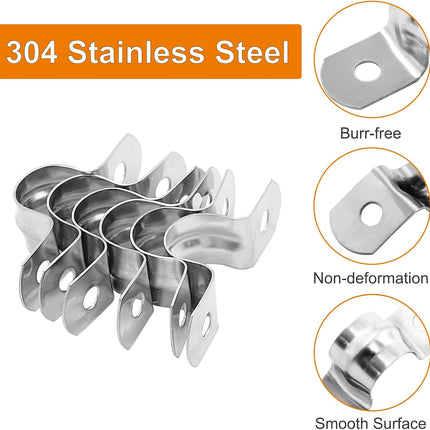 Biaungdo 30 Pcs M12 Rigid Pipe Strap, 1/2" Stainless Steel Two Hole Strap U Bracket Pipe Clamps Heavy Duty Conduit Clamps Tension Tube Clip Cable Clamp Hanger with 2 Holes for Pipe Cable(Silver)