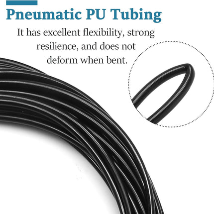 Biaungdo 1/8" OD Pneumatic Tubing Pipe, Black PU Air Brake Hose Line for Air Compressor Fitting, Water Fluid Transfer (10 Meter/32.8ft)