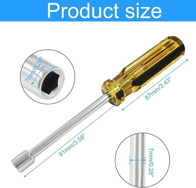Biaungdo 7mm Socket Wrench Screwdriver Hex Socket Wrench High-Carbon Steel Hexagon Nut Driver (Plastic – product detail