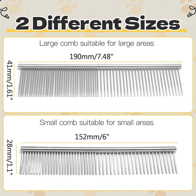 Biaungdo 2 Pcs Dog Grooming Combs Set Metal Dog Comb for Removing Tangles and Knot Cat Brush Grooming Tool – product detail