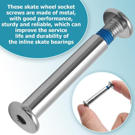 Biaungdo 5 Sets 32mm Inline Skate Wheels Screws, 6mm OD Inline Skate Replacement Bearings Roller Skating Screws Skating Wheel Axles Socket Screw with 1 Pack Installation Tool