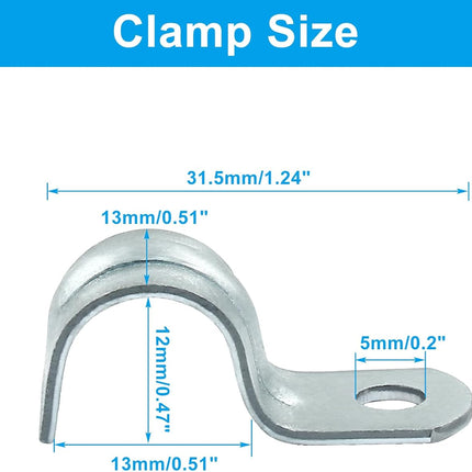 Biaungdo 30 Pcs M12 Rigid Pipe Strap, 1/2 Inch Zinc Plated Steel One Hole Strap Bracket Pipe Clamps Heavy Duty Conduit Clamps Tension Tube Clip Cable Clamp Hanger for Conduit, Pipe Fixing