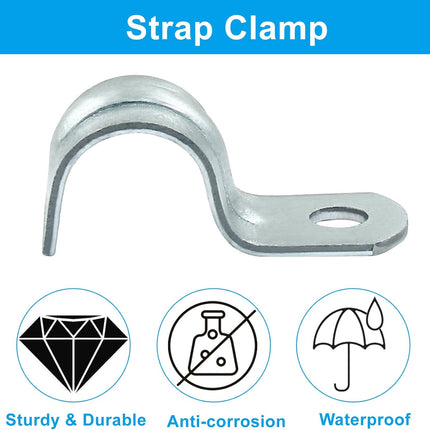 Biaungdo 30 Pcs M12 Rigid Pipe Strap, 1/2 Inch Zinc Plated Steel One Hole Strap Bracket Pipe Clamps Heavy Duty Conduit Clamps Tension Tube Clip Cable Clamp Hanger for Conduit, Pipe Fixing