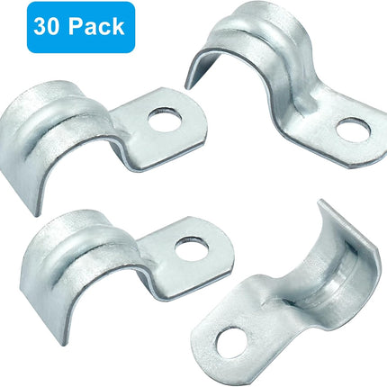 Biaungdo 30 Pcs M12 Rigid Pipe Strap, 1/2 Inch Zinc Plated Steel One Hole Strap Bracket Pipe Clamps Heavy Duty Conduit Clamps Tension Tube Clip Cable Clamp Hanger for Conduit, Pipe Fixing