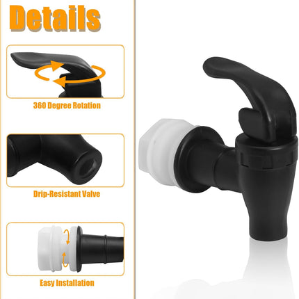 Biaungdo 2 Pcs Replacement Spigot for Beverage Dispenser, Black Push Style Beverage Dispenser Carafe Spigot Water Dispenser Replacement Spout Faucet