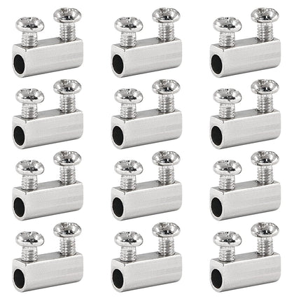 Biaungdo 12 Pcs Stainless Steel Wire Rope Cable Clamp, Adjustable New Upgrade Double Hole Wire Rope Clamp Fastener