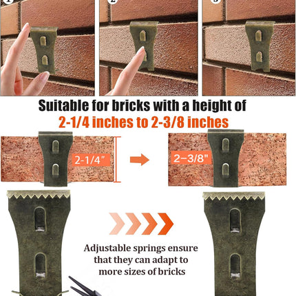 Biaungdo 6 Pcs Brick Wall Clips, Steel Brick Hook Clips, Heavy Duty Brick Hanger for Hanging Outdoors, Metal Brick Wall Hangers Outside Home Decor for 2-1/4 to 2-3/8 inches Bricks(Red Bronze)