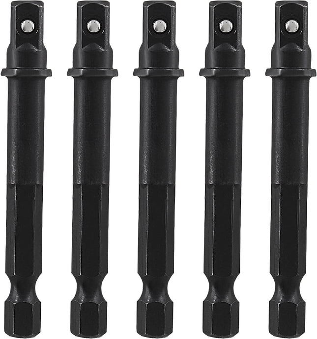 Biaungdo Square Socket Bit Adapter 5 Pcs 1/4 Hex Impact Socket Extension Socket Driver Bits Set (1/4 Hex
