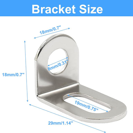 Biaungdo 30 Pcs 18x18x29mm/0.7"x0.7"x1.14" Adjustable Right Angle Brackets L-Shape Corner Brace Support Silver