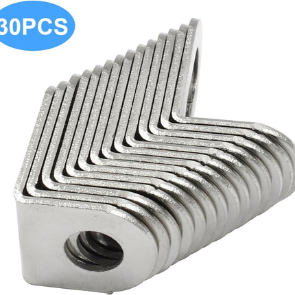 Biaungdo 30 Pcs 18x18x29mm/0.7"x0.7"x1.14" Adjustable Right Angle Brackets L-Shape Corner Brace Support Silver
