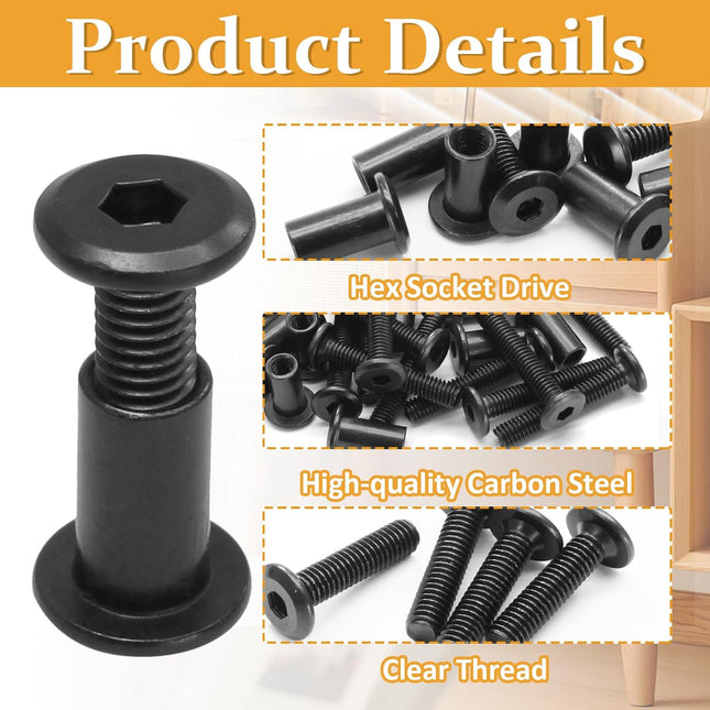 Biaungdo 15 Sets M6x16mm Hex Drive Socket Cap Bolt Black Furniture Joint Connector Bolts Cap – product detail