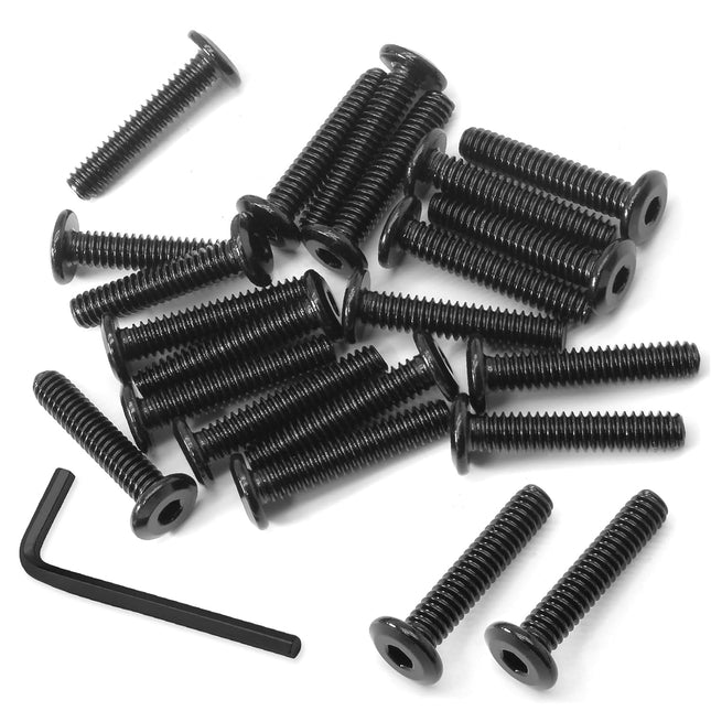 Biaungdo 30 Pcs Flat Head Allen Bolts 1/4-20 x 1-1/4 Inch Black Carbon Steel Socket Cap Screws for Furniture