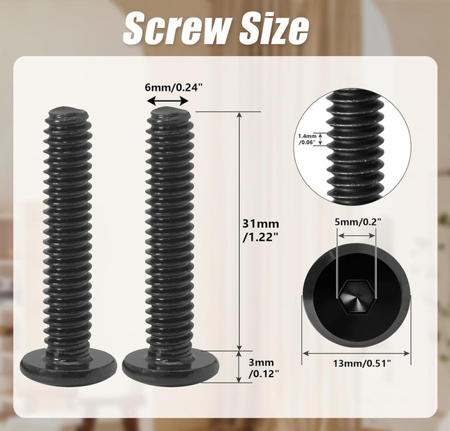Biaungdo 30 Pcs Flat Head Allen Bolts 1/4-20 x 1-1/4 Inch Black Carbon Steel Socket Cap Screws for – product detail